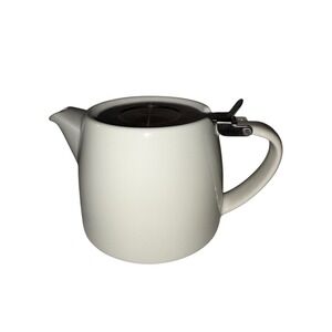 FORLIFE White Stump Teapot Ceramic with Stainless Steel‎ Hinged Lid 18oz